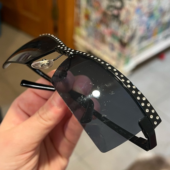 Salvatore Ferragamo 2064B 1001 vintage sunglasses rhinestone crystal
